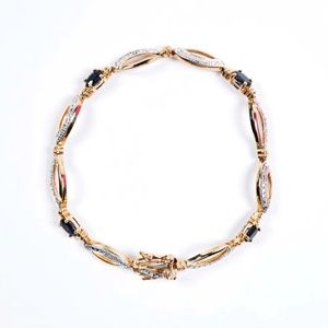 Sapphire and Diamond Silver Plated Bracelet